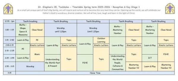 Reception and KS1 PM Timetable